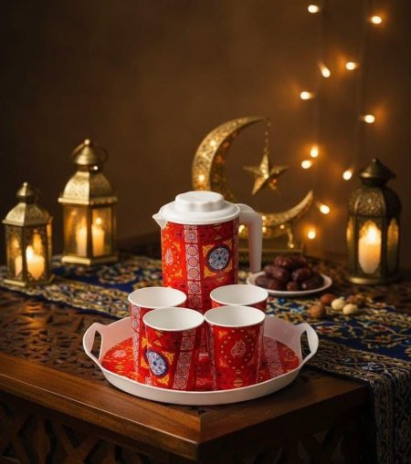 طقم مع صينية وكاسات