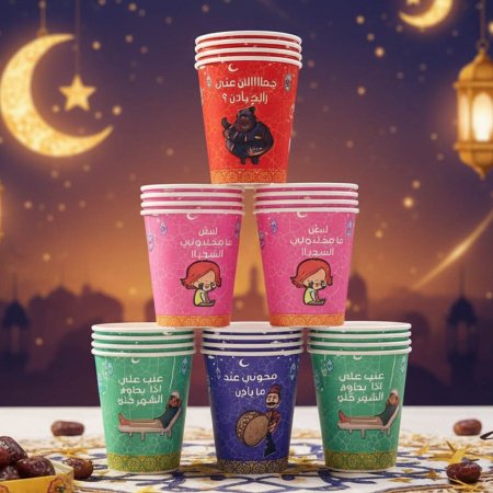 ربطة كاسات كرتون رسومات رمضان