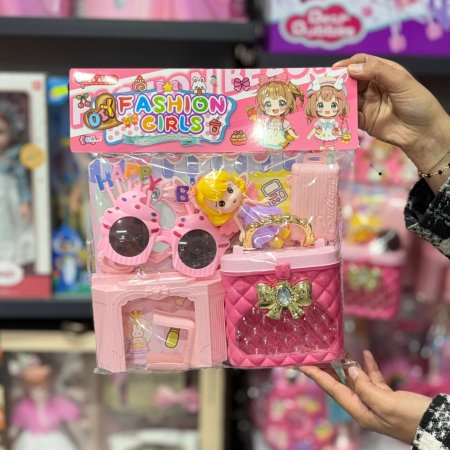 طاولة مكياج اطفال مع دمية ونظارة