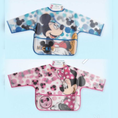 مريلة أكل للأطفال بأكمام وجيب لالتقاط الطعام