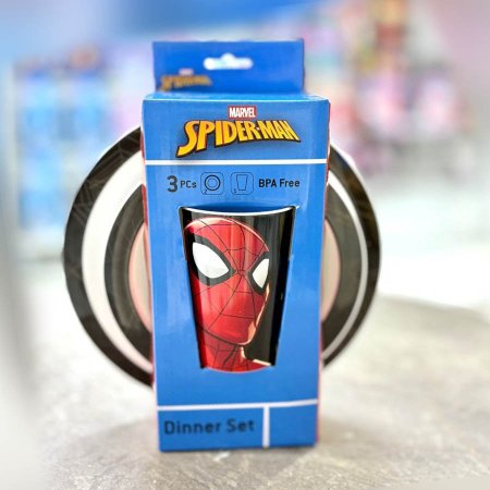 بكج صحنين وكاسة سبايدرمان الاسود