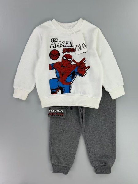 بيجامة شتوي سبايدرمان ابيض وسكني