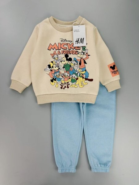 بيجامة شتوية ميكي ماوس البيج والازرق